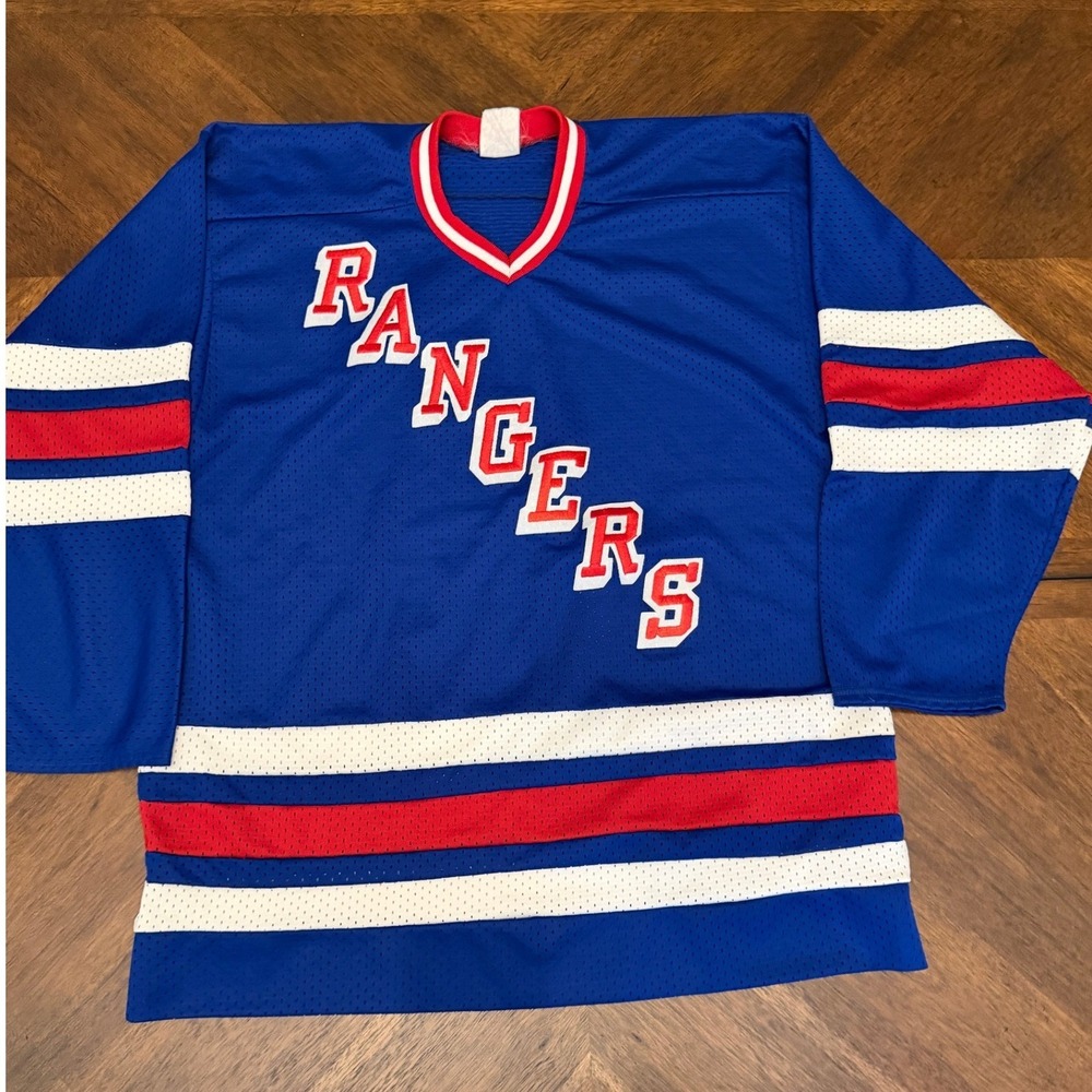 Vintage CCM New York Rangers NHL Hockey Jersey Blue Mesh Mens Large‎ L 90s